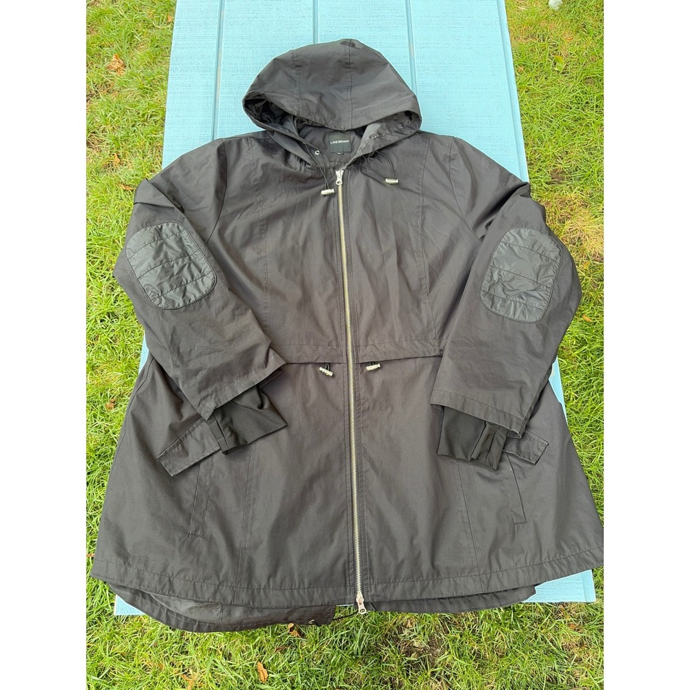 Lane Bryant Black Hooded Full Zip Utility Jacket Fishtail Hem 2XL LB412